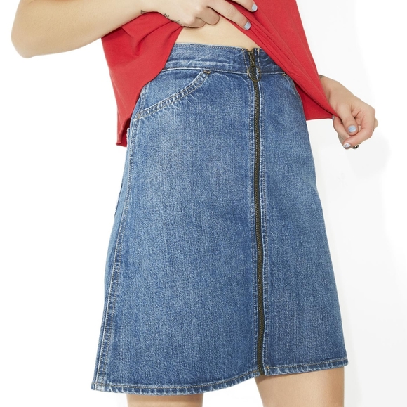 26 Levi's Orange Tab A-Line Zip Front Mini Skirt - Picture 2 of 13